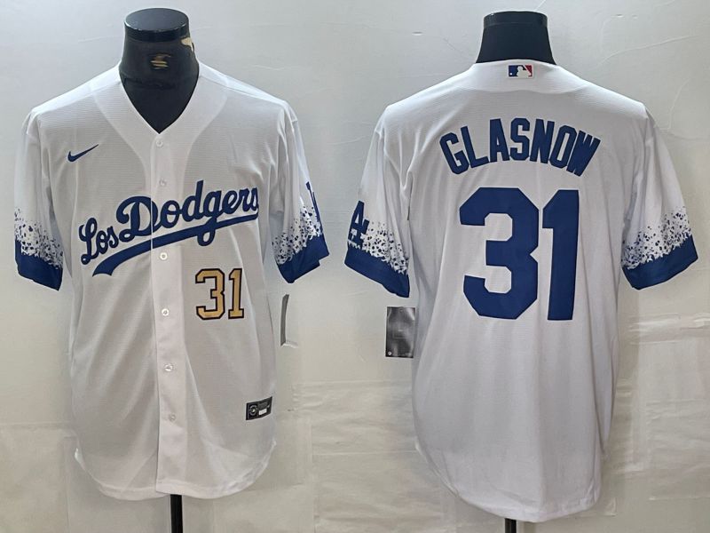 Men Los Angeles Dodgers 31 Glasnow White City Edition 2024 Nike Game MLB Jersey style 2